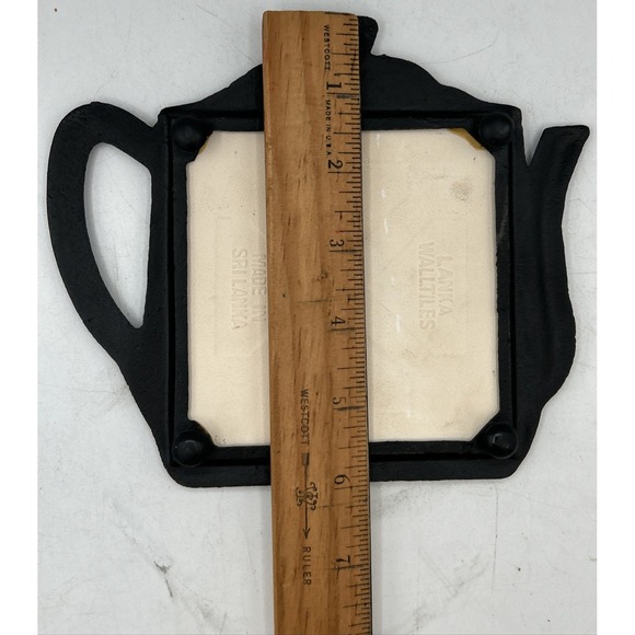 Vintage London Souvenir Ceramic Tile Trivet w Tea Kettle Shape Frame England - Picture 4 of 4